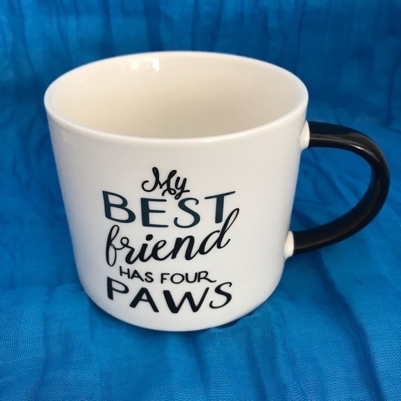 Coffee Mug "My Best Friend Has Four Paws" White Porcelain With Black Handle - Picture 2 of 9